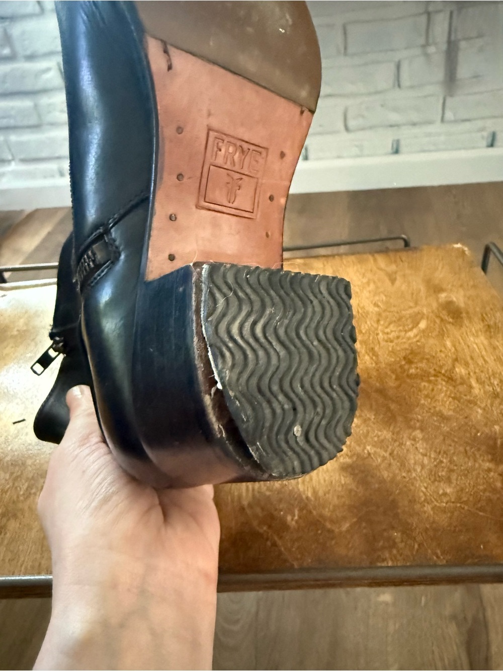 Frye Black Leather Ankle Boots with Harness Detail - Picture 9 of 10